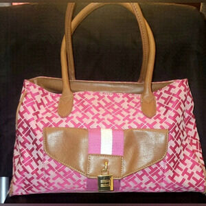 Tommy  Hilfiger pink canvas shoulder bag